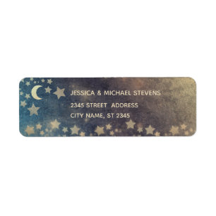Celestial romantic moon and stars rose gold foil   return address label