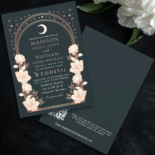 Celestial Rose Gold Art Nouveau QR Code Wedding Invitation