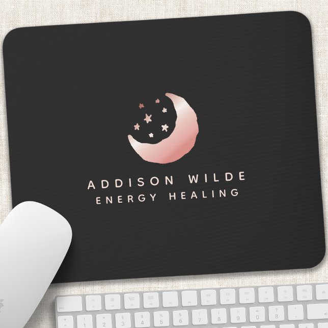 Celestial Rose Gold Crescent Moon Stars Logo Mouse Pad (Creator Uploaded)