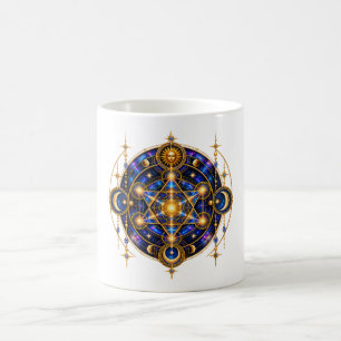 Celestial Sacred Geometry Mandala Mystical Gold Coffee Mug