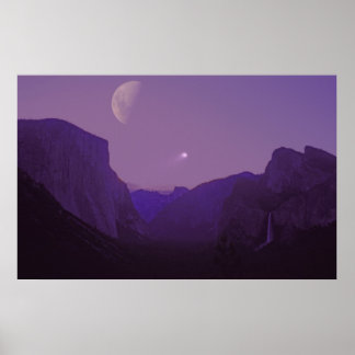 Celestial Sailing poster Yosemite valley dusk Moon