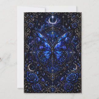 Celestial Sapphire Butterfly Wedding Invitation