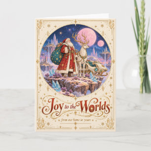 Celestial Sci-Fi Santa and Reindeer Fantasy Christ Holiday Card