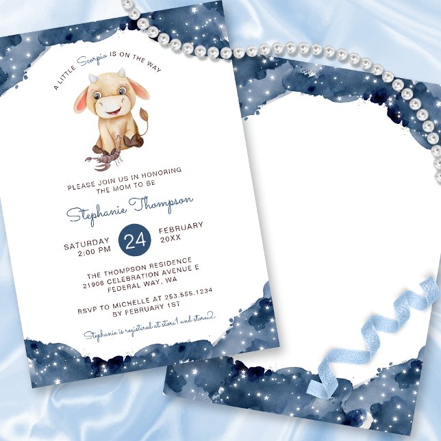 Celestial Scorpio Astrology Sign Baby Shower Invitation (Celestial Scorpio Astrology Sign Baby Shower Invitation)
