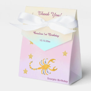 Celestial Scorpio Watercolor 1st Birthday Favour Box