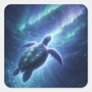 Celestial Sea Turtle Square Sticker