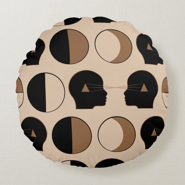 Celestial Seamless Pattern Design with Human Energ Round Cushion (Front)