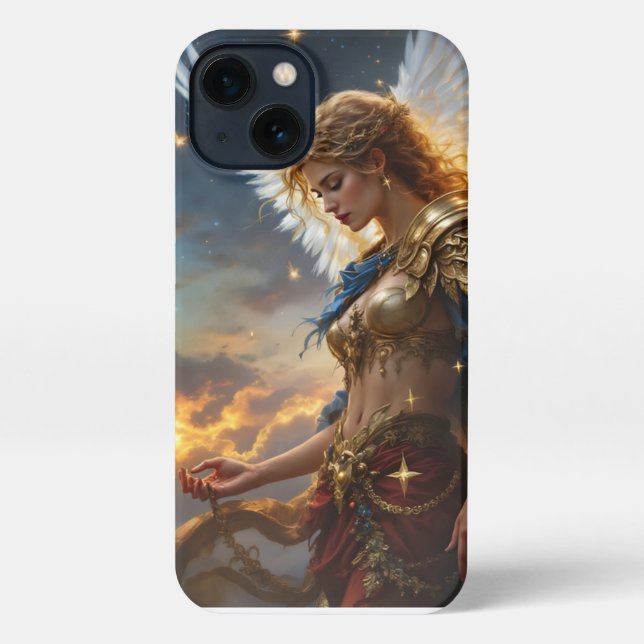 Celestial Sentinel – Angel of Dawn and Divine Just iPhone Case (Back)