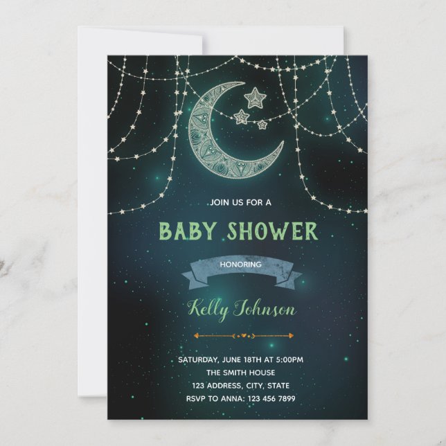 Celestial shower birthday invitation (Front)