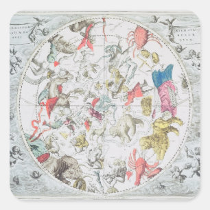 Celestial Showing the Signs of the Zodiac Square Sticker