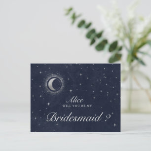 Celestial Silver Crescent Moon Invitation Postcard