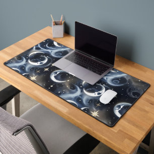 Celestial Silver Moon for Astrology Lovers Desk Mat