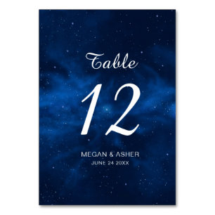 Celestial Silver Universe Wedding Table Number