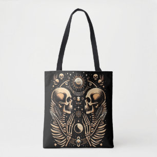Celestial Skeletons & Winged Skulls Occult Art Tote Bag