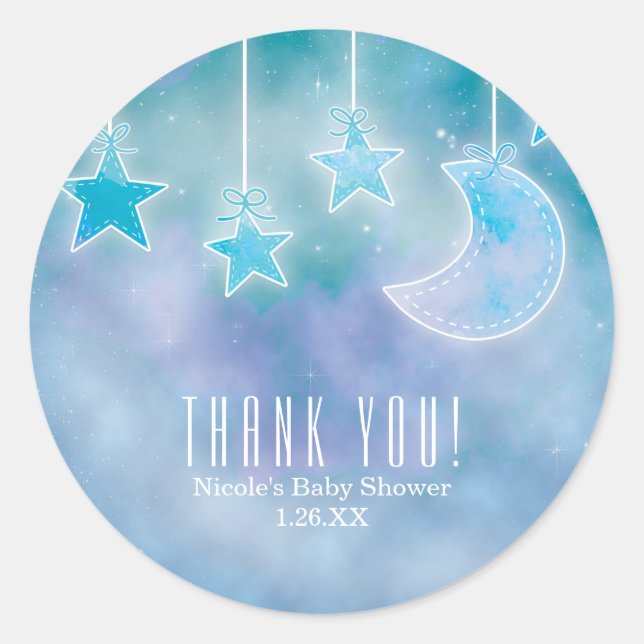 Celestial Sky Galaxy Baby Shower Favour Stickers (Front)