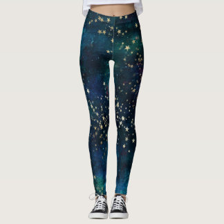 Celestial Sky Gold Stars Leggings