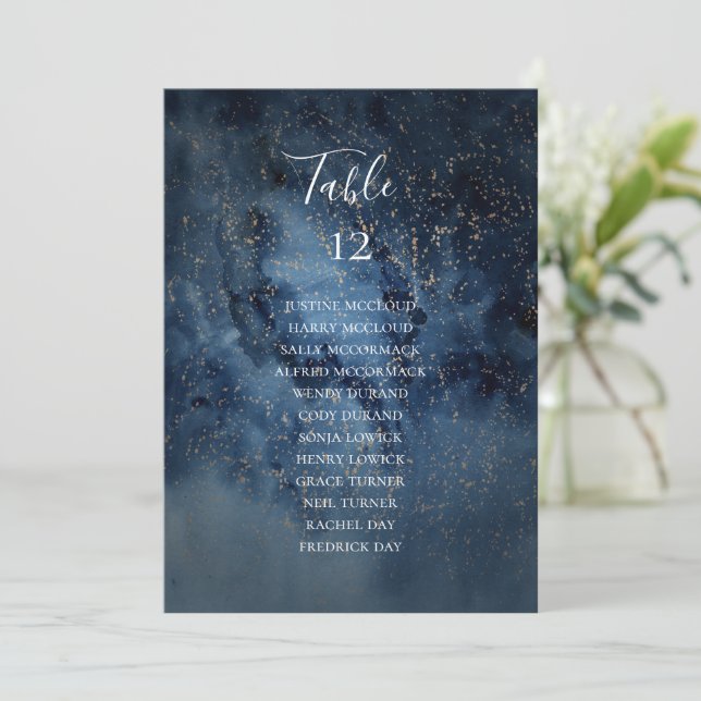 Celestial Sky | Gold Table Number Seating Chart (Standing Front)