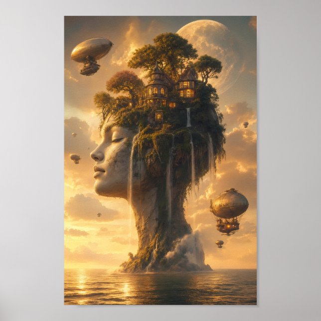 Celestial Sky-Island Sanctuary Art Poster (Front)