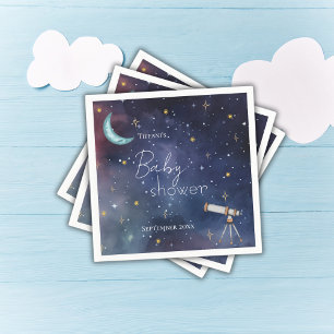 Celestial Sky Moon & Stars Baby Shower Napkin