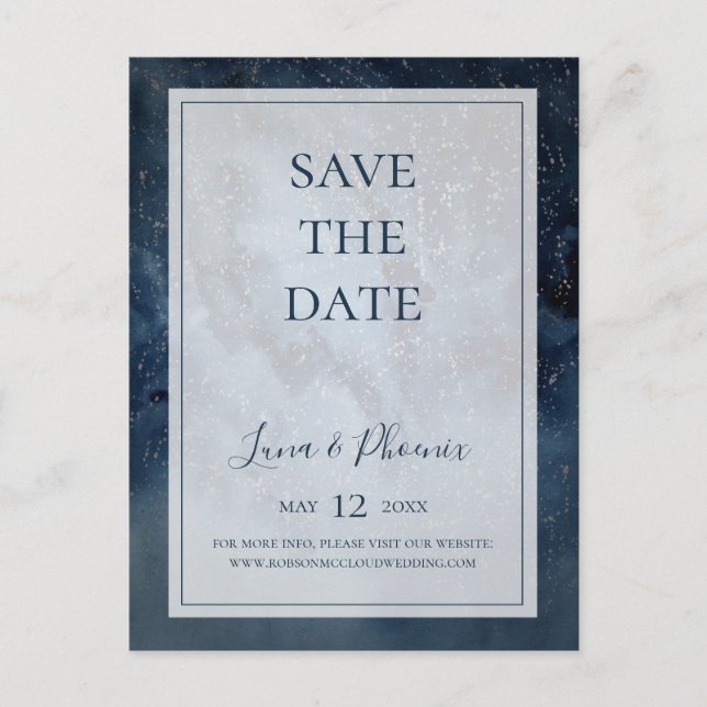 Celestial Sky With Frame Save The Date Postcard (Front)