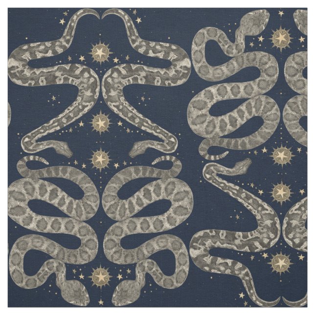 celestial snakes indigo fabric (Swatch)