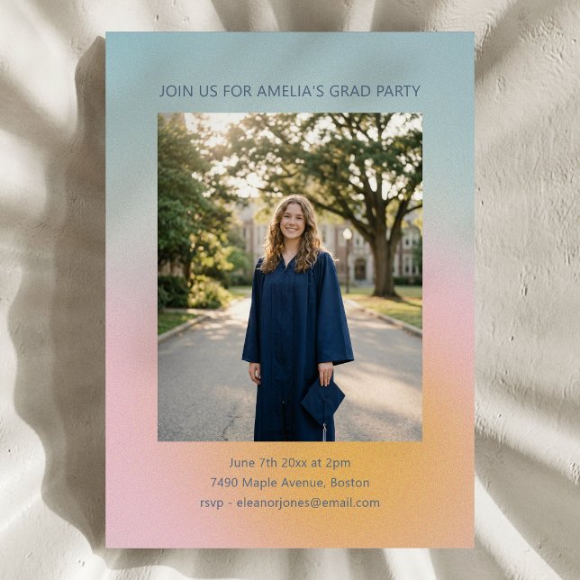 Celestial Soft Blue Pink Gradient Graduation Party Invitation (Creator Uploaded)