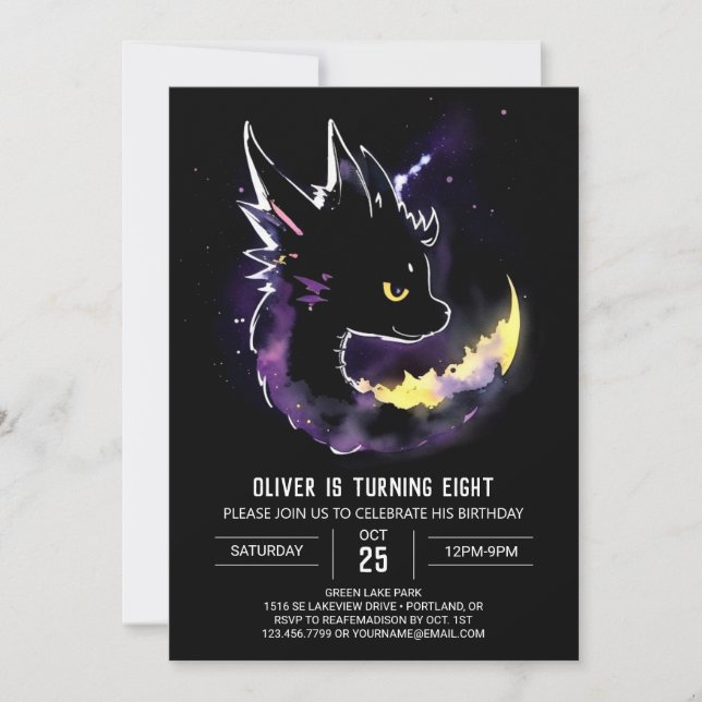 Celestial Soiree with Whimsical Dragon Invitation (Front)