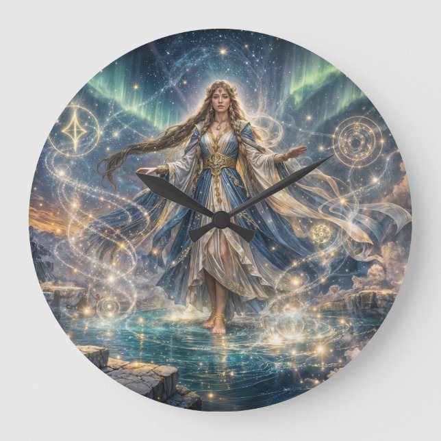Celestial Sorceress Fantasy Clock – Mystic Blue (Front)