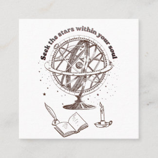 Celestial Soul Wisdom | Vintage Armillary Sphere Square Business Card