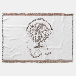 Celestial Soul Wisdom   Vintage Armillary Sphere  Throw Blanket