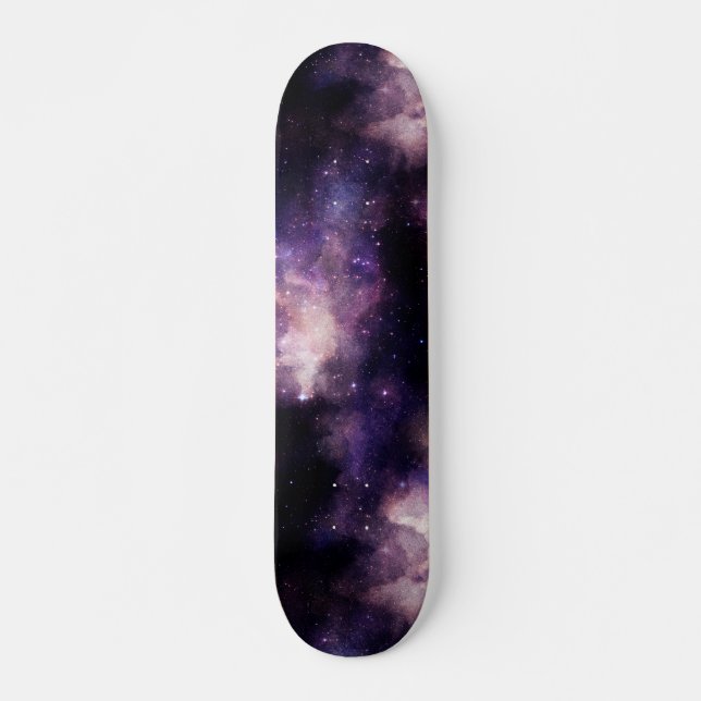 Celestial Space Galaxy Purple Night Sky Skateboard (Front)