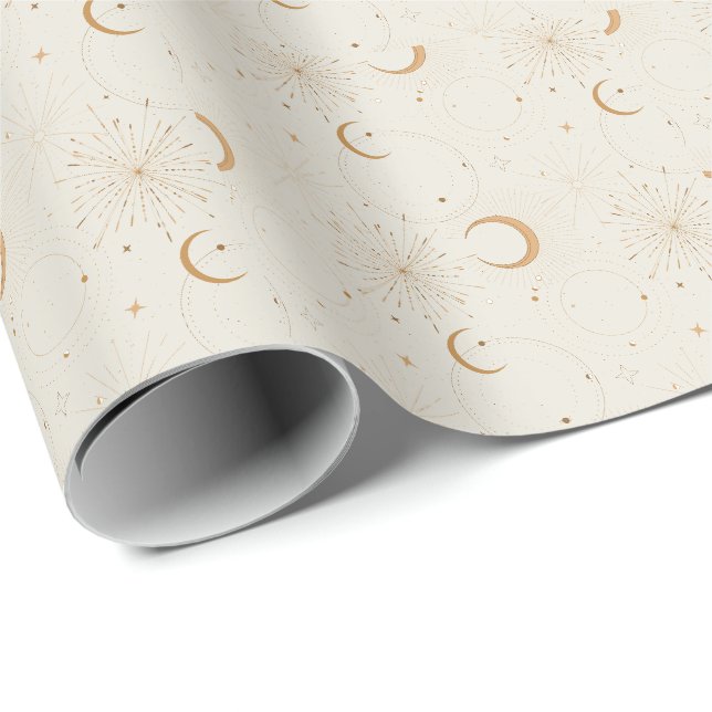 Celestial space light star moon universe fabrics wrapping paper (Roll Corner)
