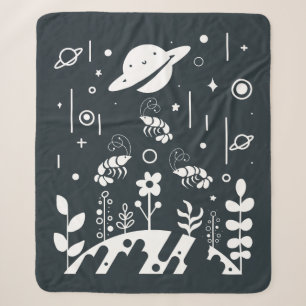 Celestial Space Shrimp & Planets Sherpa Blanket