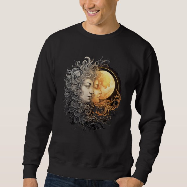 Celestial Space Sun Moon Boho Luna Solar Astronomy Sweatshirt (Front)