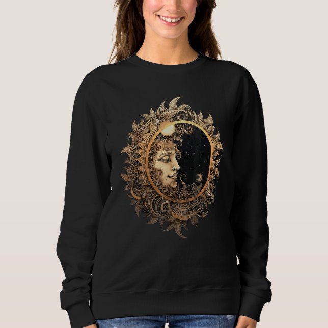 Celestial Space Sun Moon Boho Luna Solar Astronomy Sweatshirt (Front)