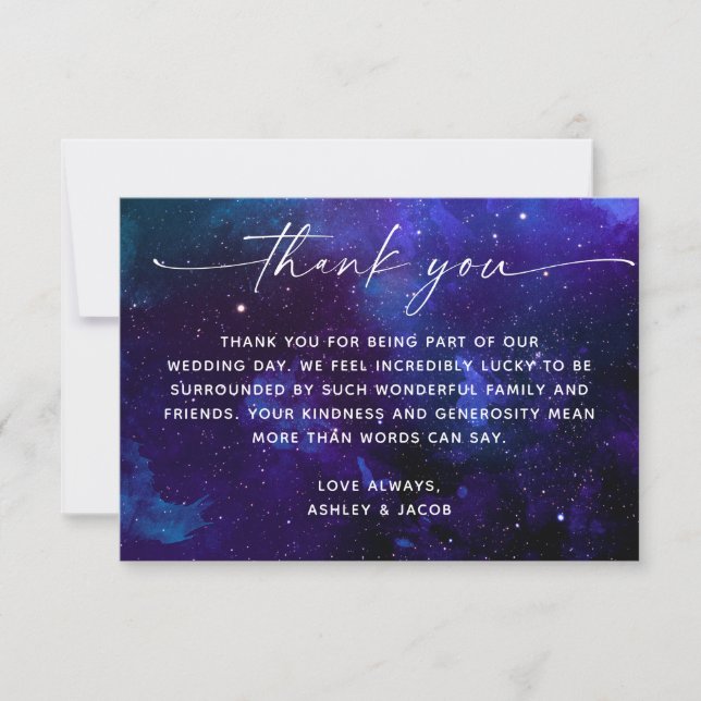 Celestial Space Wedding | Astronomy Starry Night Thank You Card (Front)