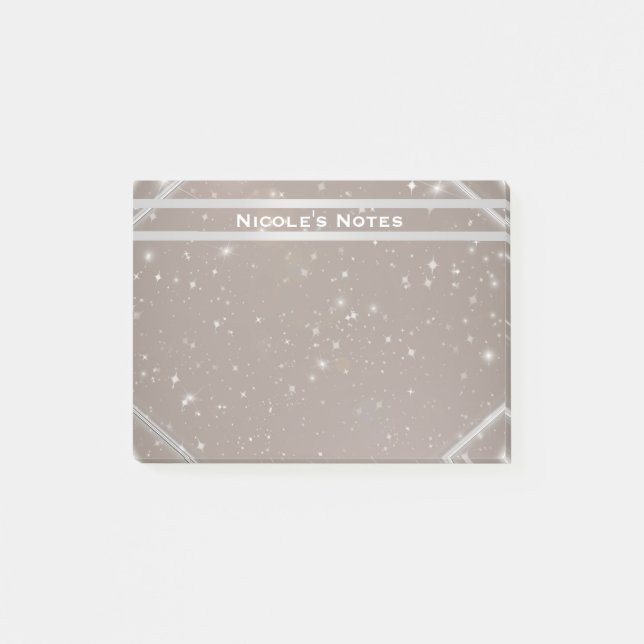 Celestial Sparkle Glam Trendy Modern Personalised Post-it Notes (Front)