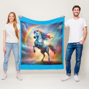 Celestial Spectrum: The Rainbow Unicorn's Arc Fleece Blanket