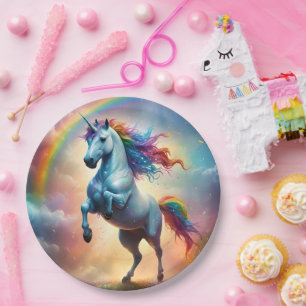 Celestial Spectrum: The Rainbow Unicorn's Arc Paper Plate