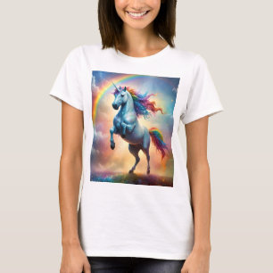 Celestial Spectrum: The Rainbow Unicorn's Arc T-Shirt