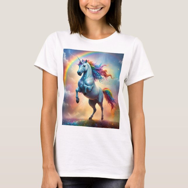 Celestial Spectrum: The Rainbow Unicorn's Arc T-Shirt (Front)