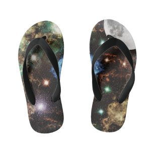 Celestial Spiral Galaxy Nebula Cluster Stars Spark Kid's Thongs