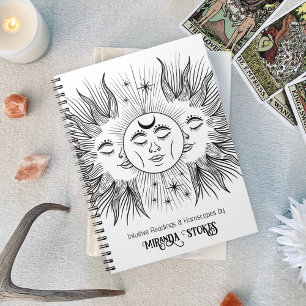 Celestial Spirit Sun & Moon Black & White Trendy Notebook