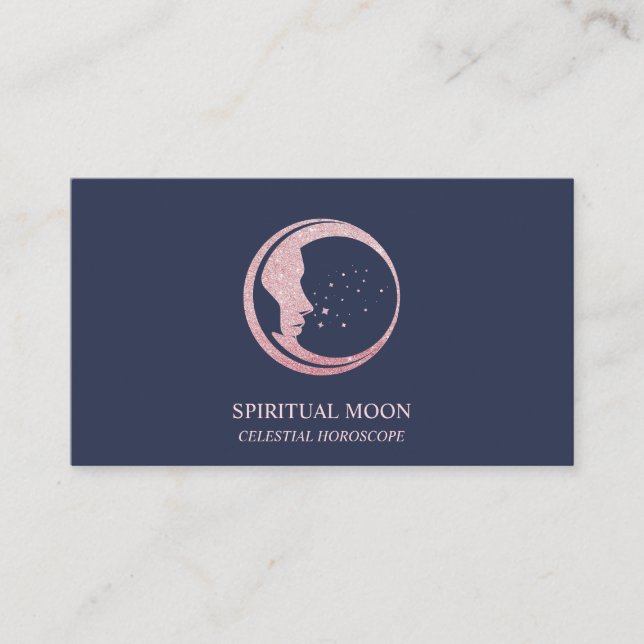 Celestial Spiritual Moon Stars Astro Business Card (Front)