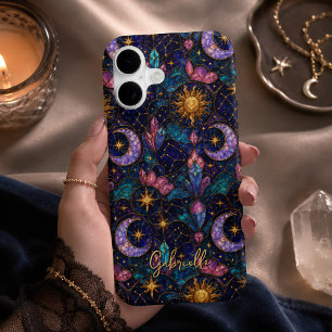 Celestial Stained Glass Moon and Star Mystical