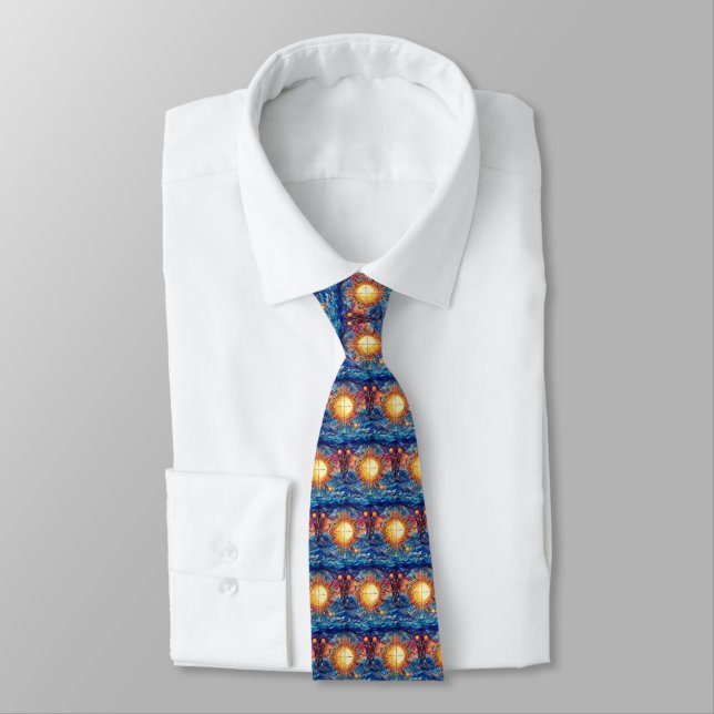 Celestial Stained Glass Neck Tie (Tied)