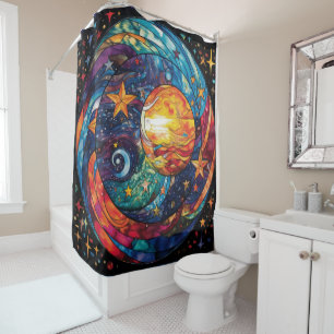 Celestial Stained Glass Shower Curtain