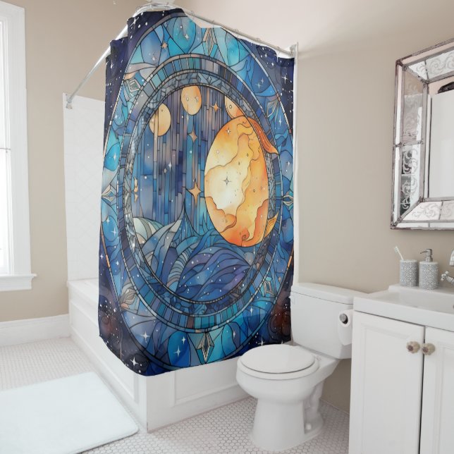 Celestial Stained Glass Shower Curtain (In Situ)