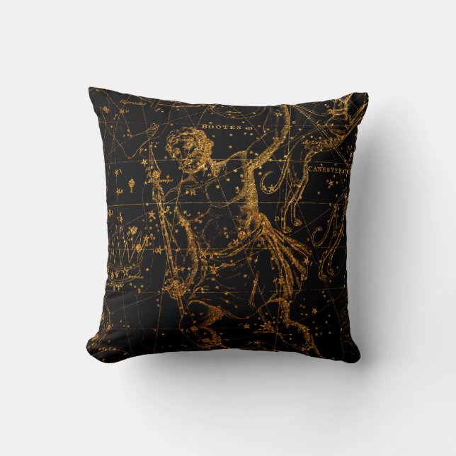 Celestial Star Map Astrological Gold Hercules Cushion (Front)