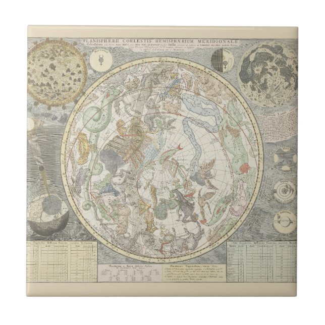 Celestial Star Map Zodiac Constellation I Ceramic Tile (Front)